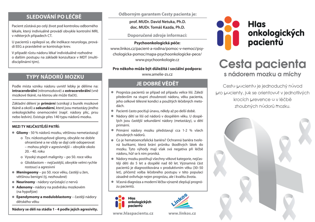 Leták Cesta pacienta s&nbsp;karcinomem mozku; zdroj: HOP